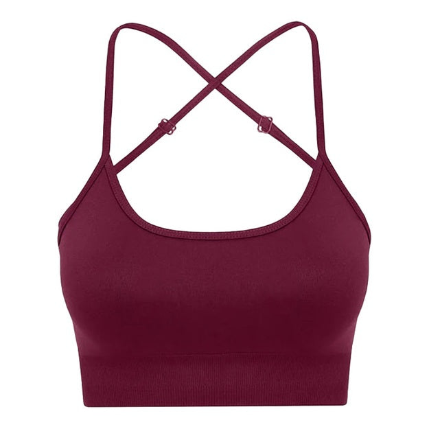 Seamless Sports Bra with Cross Back Detail