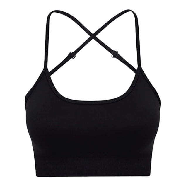 Seamless Sports Bra with Cross Back Detail
