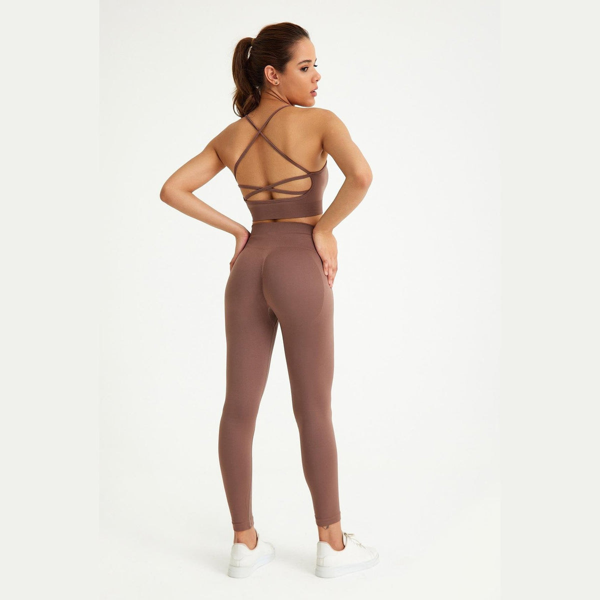 Seamless Sports Bra with Cross Back Detail