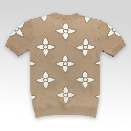 LV Short-Sleeved Cotton Crewneck Knitwear