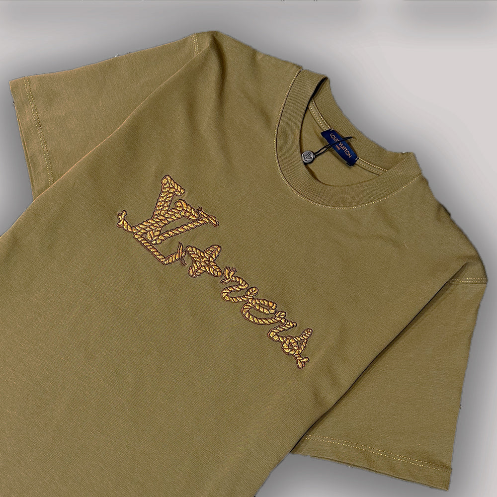 LV  Embroidered Signature Cotton T-Shirt